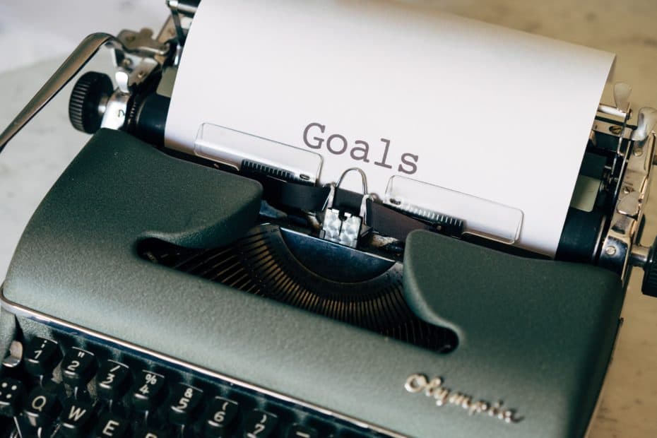 Machine à écrire "goals" objectifs
